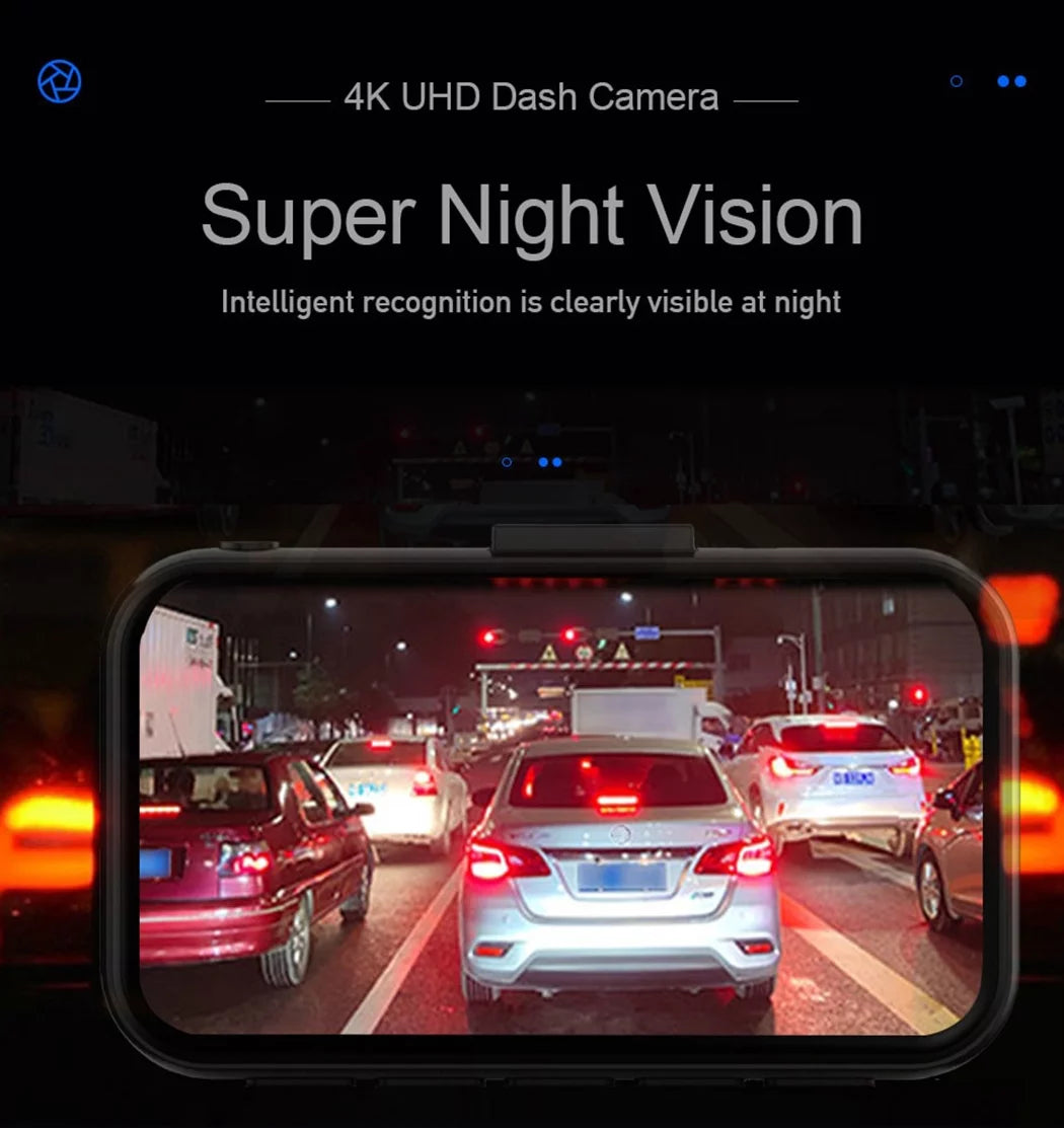 4K Dash Cam Front and Rear 3 Inch Dual Camera