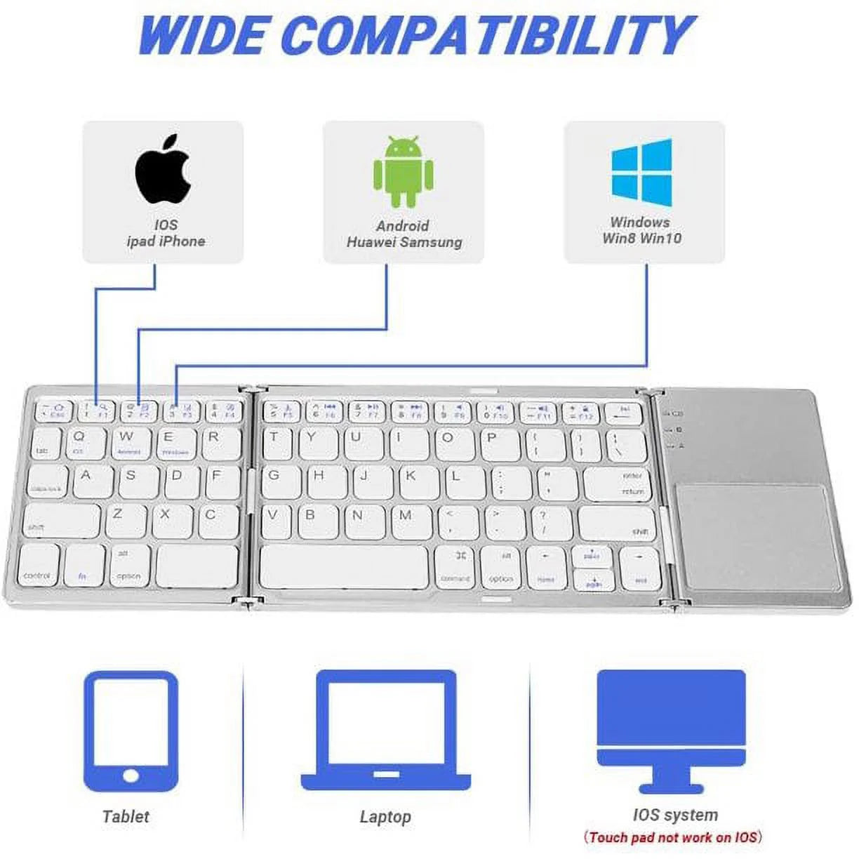 Portable Wireless Keyboard with Touchpad, Gray