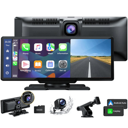 Wireless 9.26'' Carplay Screen for Car with 4K Dash Cam