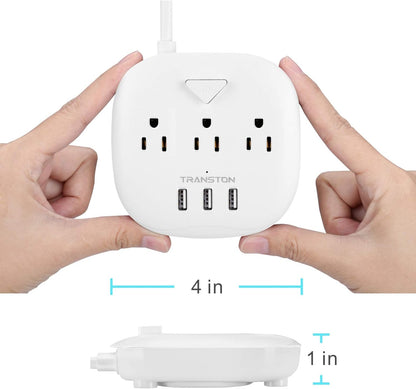 Power Strip 3 Outlets and 3 USB Ports with Switch Control