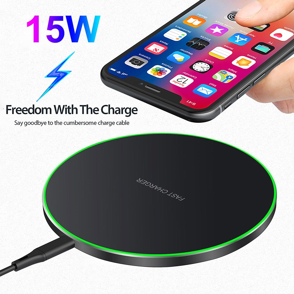 Wireless Charger 15W Fast Charge Aluminum Wireless Charging Pad for All Devices 