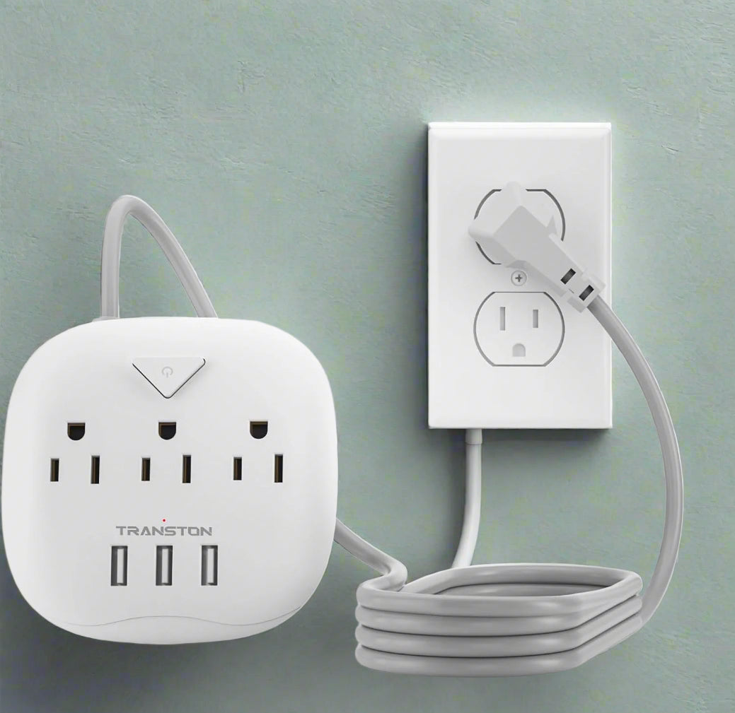 Power Strip 3 Outlets and 3 USB Ports with Switch Control