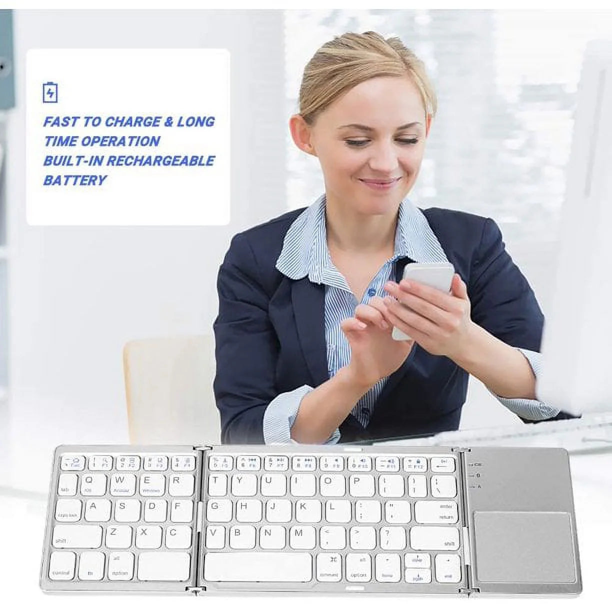 Portable Wireless Keyboard with Touchpad, Gray